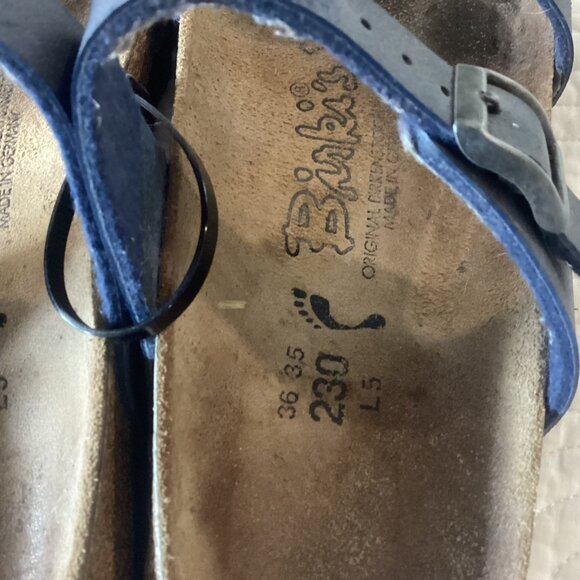 Birkenstock Womens Arizona Navy Blue Two-Strap Sandals Size L5 EU 36-35 Cork Foo - Picture 4 of 8